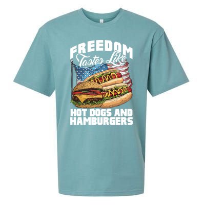 American Flag Hot Dogs And Burgers Bbq Patriotic 4th Of July Gift Sueded Cloud Jersey T-Shirt