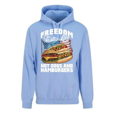 American Flag Hot Dogs And Burgers Bbq Patriotic 4th Of July Gift Unisex Surf Hoodie