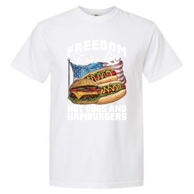 American Flag Hot Dogs And Burgers Bbq Patriotic 4th Of July Gift Garment-Dyed Heavyweight T-Shirt