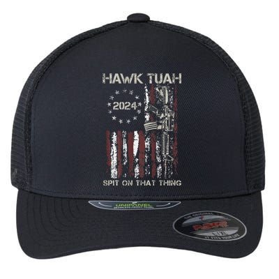 American Flag Hawk Tuah 24 Spit On That Thang Flexfit Unipanel Trucker Cap