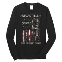 American Flag Hawk Tuah 24 Spit On That Thang Long Sleeve Shirt