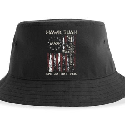 American Flag Hawk Tuah 24 Spit On That Thang Sustainable Bucket Hat