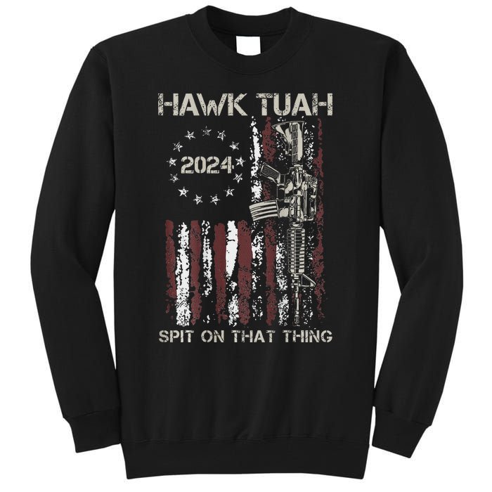 American Flag Hawk Tuah 24 Spit On That Thang Tall Sweatshirt