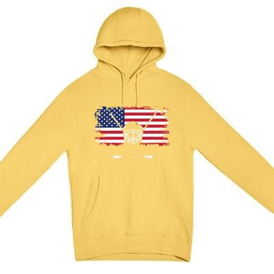 American Flag Hockey Hockey Gift Premium Pullover Hoodie