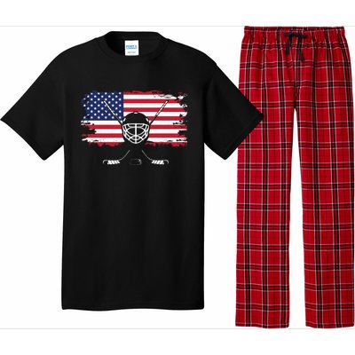 American Flag Hockey Hockey Gift Pajama Set