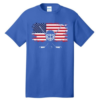 American Flag Hockey Hockey Gift Tall T-Shirt