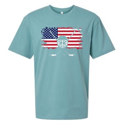 American Flag Hockey Hockey Gift Sueded Cloud Jersey T-Shirt