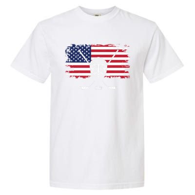 American Flag Hockey Hockey Gift Garment-Dyed Heavyweight T-Shirt