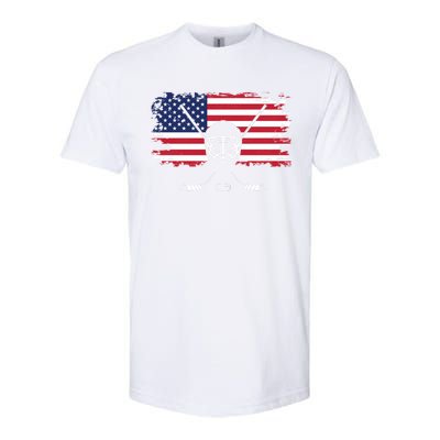 American Flag Hockey Hockey Gift Softstyle® CVC T-Shirt