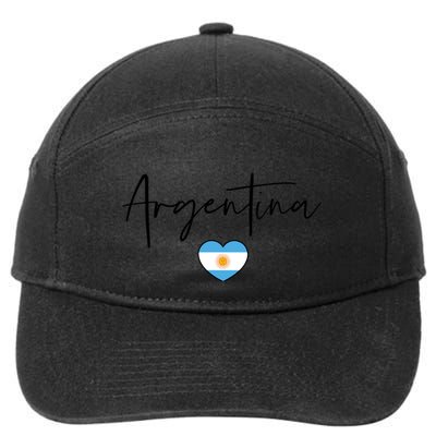 Argentina Flag Heart Argentina Soccer Proud South America 7-Panel Snapback Hat