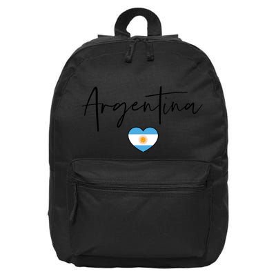 Argentina Flag Heart Argentina Soccer Proud South America 16 in Basic Backpack