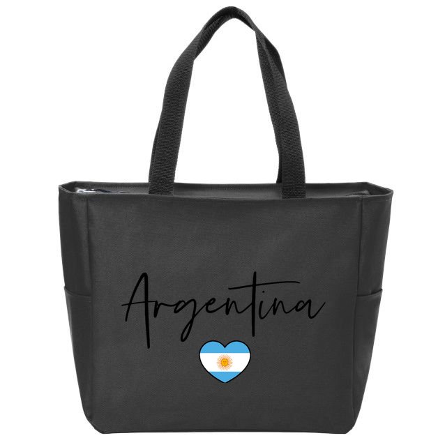 Argentina Flag Heart Argentina Soccer Proud South America Zip Tote Bag