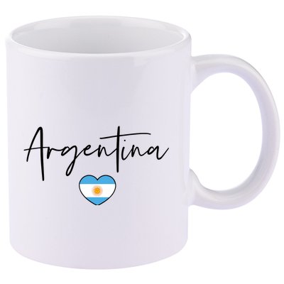 Argentina Flag Heart Argentina Soccer Proud South America 11oz C Handle Ceramic Mug