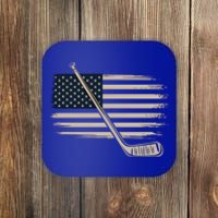 American Flag Hockey Stick Lovers Vintage Usa Flag Patriotic Great Gift Coaster