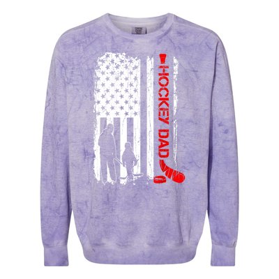 American Flag Hockey Dad Ice Hockey Gift For Winter Sports Colorblast Crewneck Sweatshirt