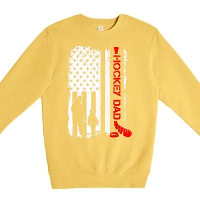 American Flag Hockey Dad Ice Hockey Gift For Winter Sports Premium Crewneck Sweatshirt