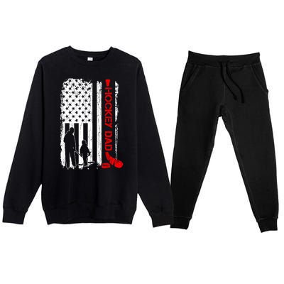 American Flag Hockey Dad Ice Hockey Gift For Winter Sports Premium Crewneck Sweatsuit Set