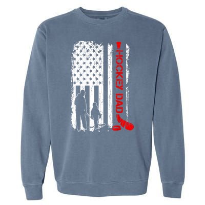 American Flag Hockey Dad Ice Hockey Gift For Winter Sports Garment-Dyed Sweatshirt