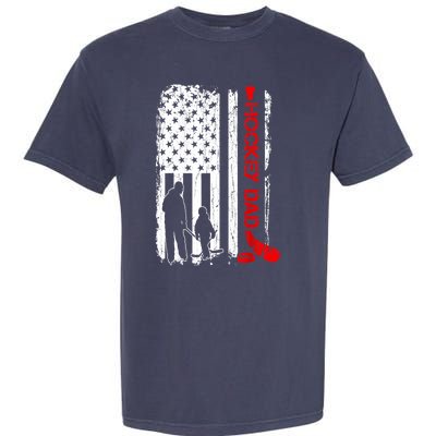 American Flag Hockey Dad Ice Hockey Gift For Winter Sports Garment-Dyed Heavyweight T-Shirt