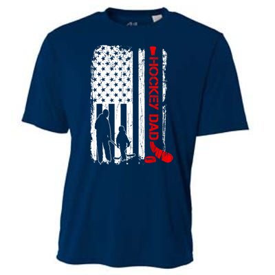 American Flag Hockey Dad Ice Hockey Gift For Winter Sports Cooling Performance Crew T-Shirt