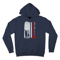 American Flag Hockey Dad Ice Hockey Gift For Winter Sports Hoodie