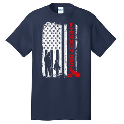 American Flag Hockey Dad Ice Hockey Gift For Winter Sports Tall T-Shirt