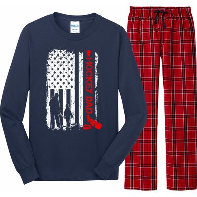 American Flag Hockey Dad Ice Hockey Gift For Winter Sports Long Sleeve Pajama Set