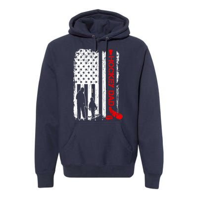 American Flag Hockey Dad Ice Hockey Gift For Winter Sports Premium Hoodie