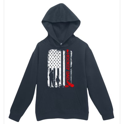 American Flag Hockey Dad Ice Hockey Gift For Winter Sports Urban Pullover Hoodie