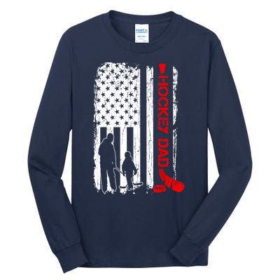 American Flag Hockey Dad Ice Hockey Gift For Winter Sports Tall Long Sleeve T-Shirt