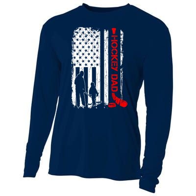 American Flag Hockey Dad Ice Hockey Gift For Winter Sports Cooling Performance Long Sleeve Crew