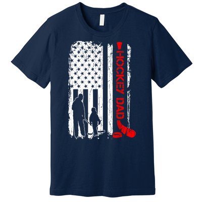 American Flag Hockey Dad Ice Hockey Gift For Winter Sports Premium T-Shirt