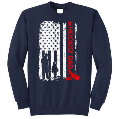 American Flag Hockey Dad Ice Hockey Gift For Winter Sports Tall Sweatshirt