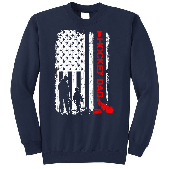 American Flag Hockey Dad Ice Hockey Gift For Winter Sports Tall Sweatshirt