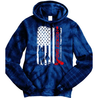 American Flag Hockey Dad Ice Hockey Gift For Winter Sports Tie Dye Hoodie