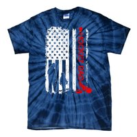 American Flag Hockey Dad Ice Hockey Gift For Winter Sports Tie-Dye T-Shirt