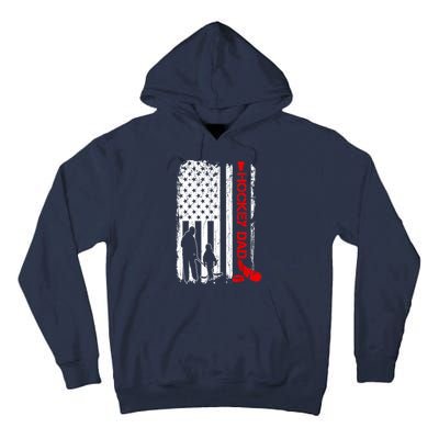 American Flag Hockey Dad Ice Hockey Gift For Winter Sports Tall Hoodie