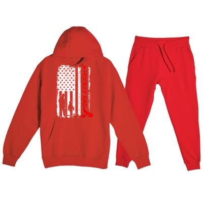 American Flag Hockey Dad Ice Hockey Gift For Winter Sports Premium Hooded Sweatsuit Set