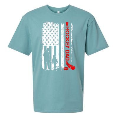 American Flag Hockey Dad Ice Hockey Gift For Winter Sports Sueded Cloud Jersey T-Shirt