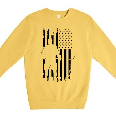 American Flag Hockey USA Patriotic Gift Premium Crewneck Sweatshirt