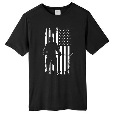 American Flag Hockey USA Patriotic Gift Tall Fusion ChromaSoft Performance T-Shirt