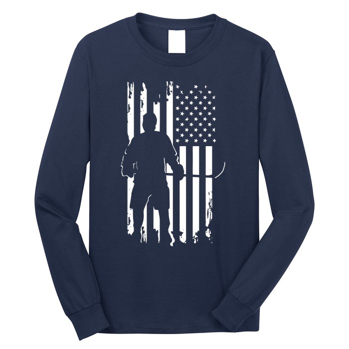 American Flag Hockey USA Patriotic Gift Long Sleeve Shirt