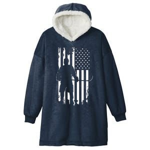 American Flag Hockey USA Patriotic Gift Hooded Wearable Blanket