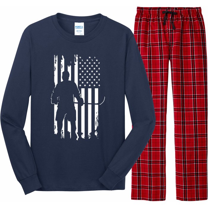 American Flag Hockey USA Patriotic Gift Long Sleeve Pajama Set