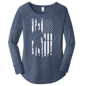 American Flag Hockey USA Patriotic Gift Women's Perfect Tri Tunic Long Sleeve Shirt