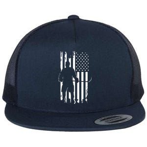 American Flag Hockey USA Patriotic Gift Flat Bill Trucker Hat