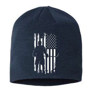 American Flag Hockey USA Patriotic Gift Sustainable Beanie