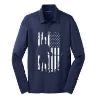 American Flag Hockey USA Patriotic Gift Silk Touch Performance Long Sleeve Polo