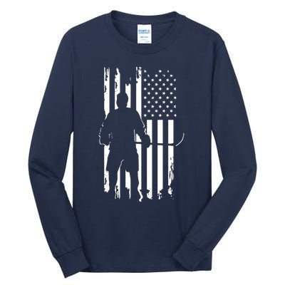 American Flag Hockey USA Patriotic Gift Tall Long Sleeve T-Shirt