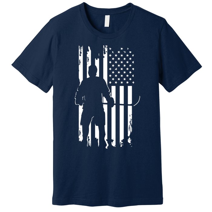 American Flag Hockey USA Patriotic Gift Premium T-Shirt